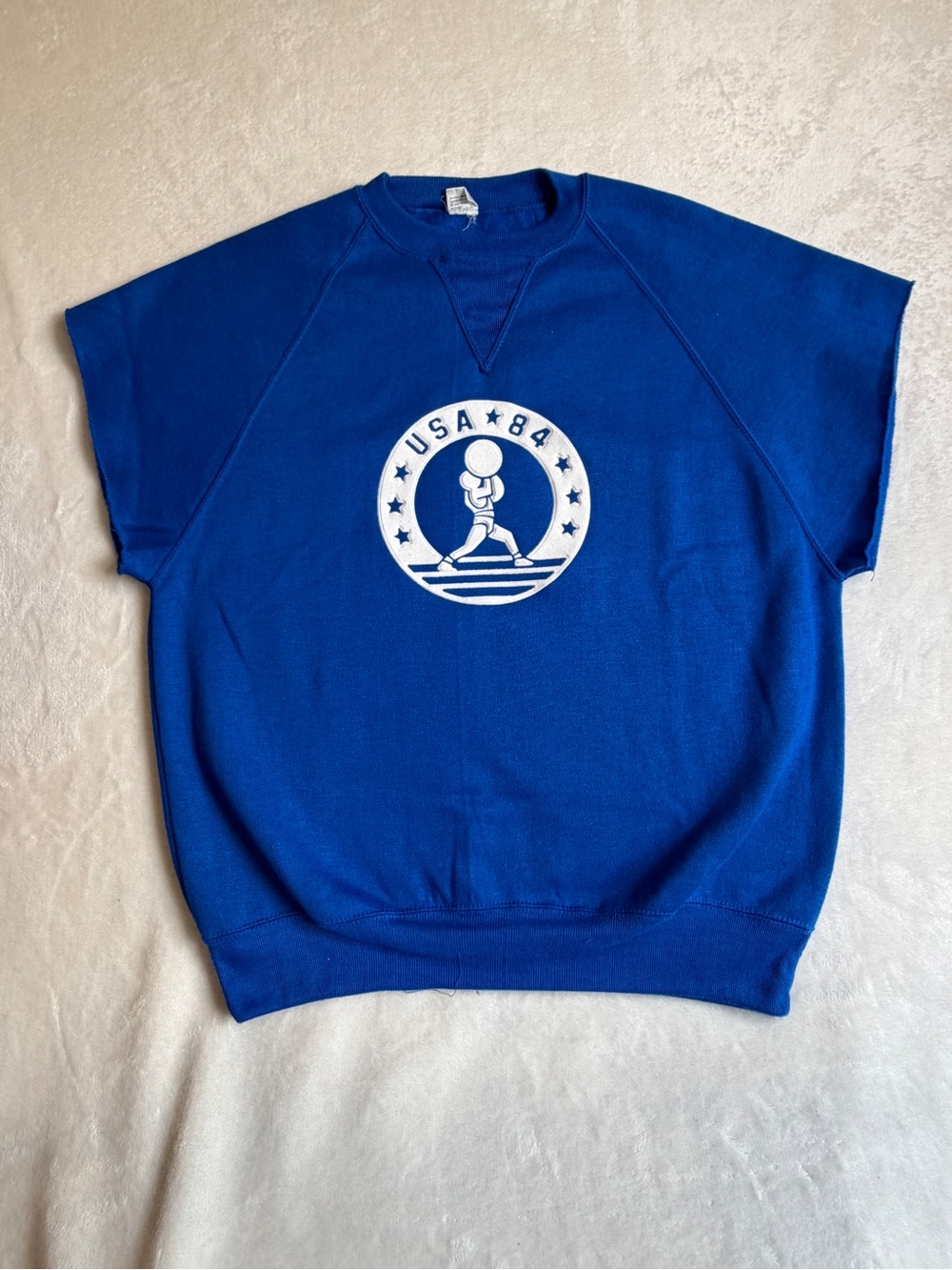 Vintage‎ 1984 Los Angeles Weight Lifting Cut-Sleeve Sweatshirt - Blue